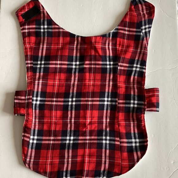 Dog Pet Coat Jacket Clothing Clothes Accessories Handmade Red Plaid - Picture 2 of 4